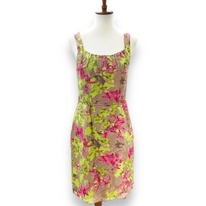 🍀BANANA REPUBLIC Multicolored Floral Sleeveless Silk Blend Dress Size 6